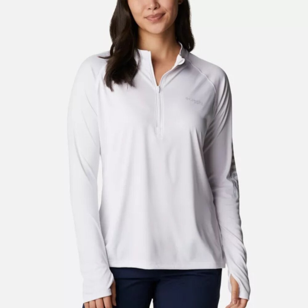 Columbia Women's PFG Tidal Tee™ Quarter Zip Long Sleeve Shirt, Large